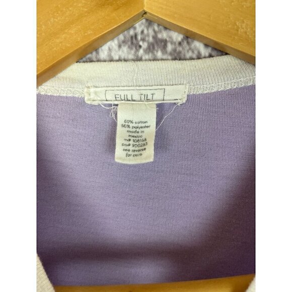 Full tilt Purple Country Club Tennis Graphic Tee Shirt T Top Blouse Cropped wome - Picture 3 of 8